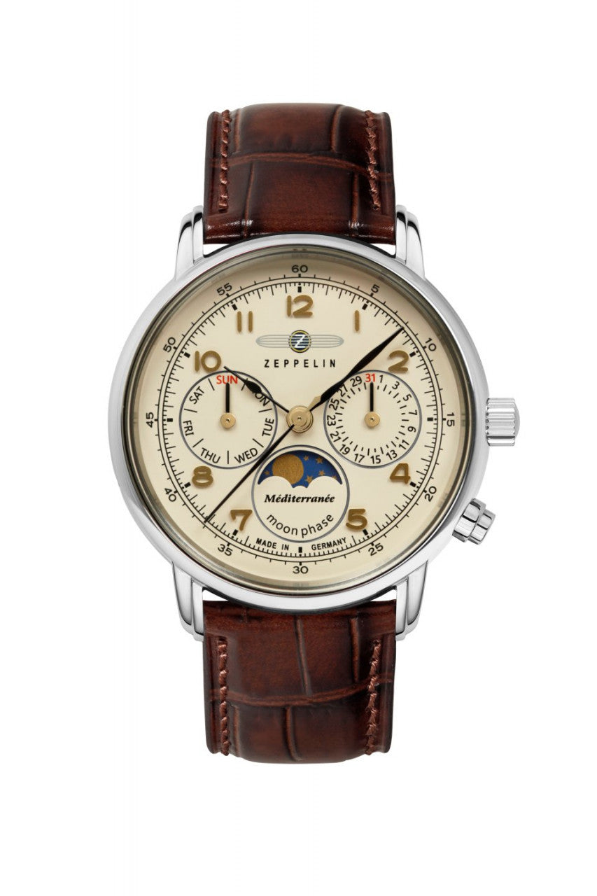Zeppelin Damenuhr 9637-5, 100 Jahre Zeppelin Méditerranée Moonphase