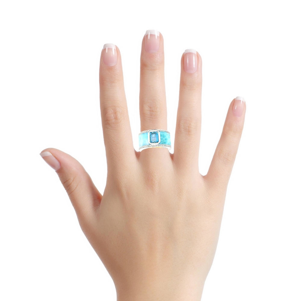 Larimar Aquamarin Ring Weißgold