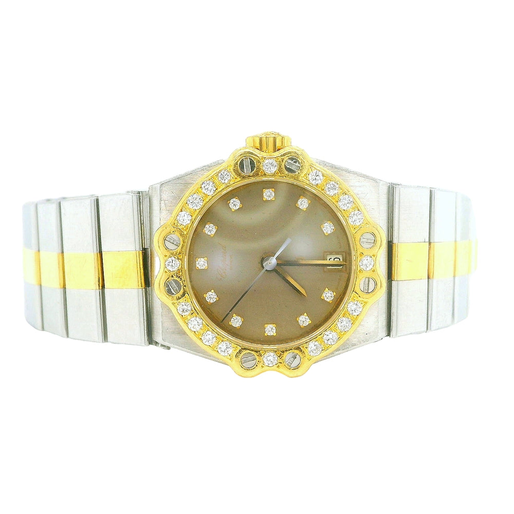 chopard-damenuhr-brillanten-frontal-liegend-quarz-Gold-juwelier-risch