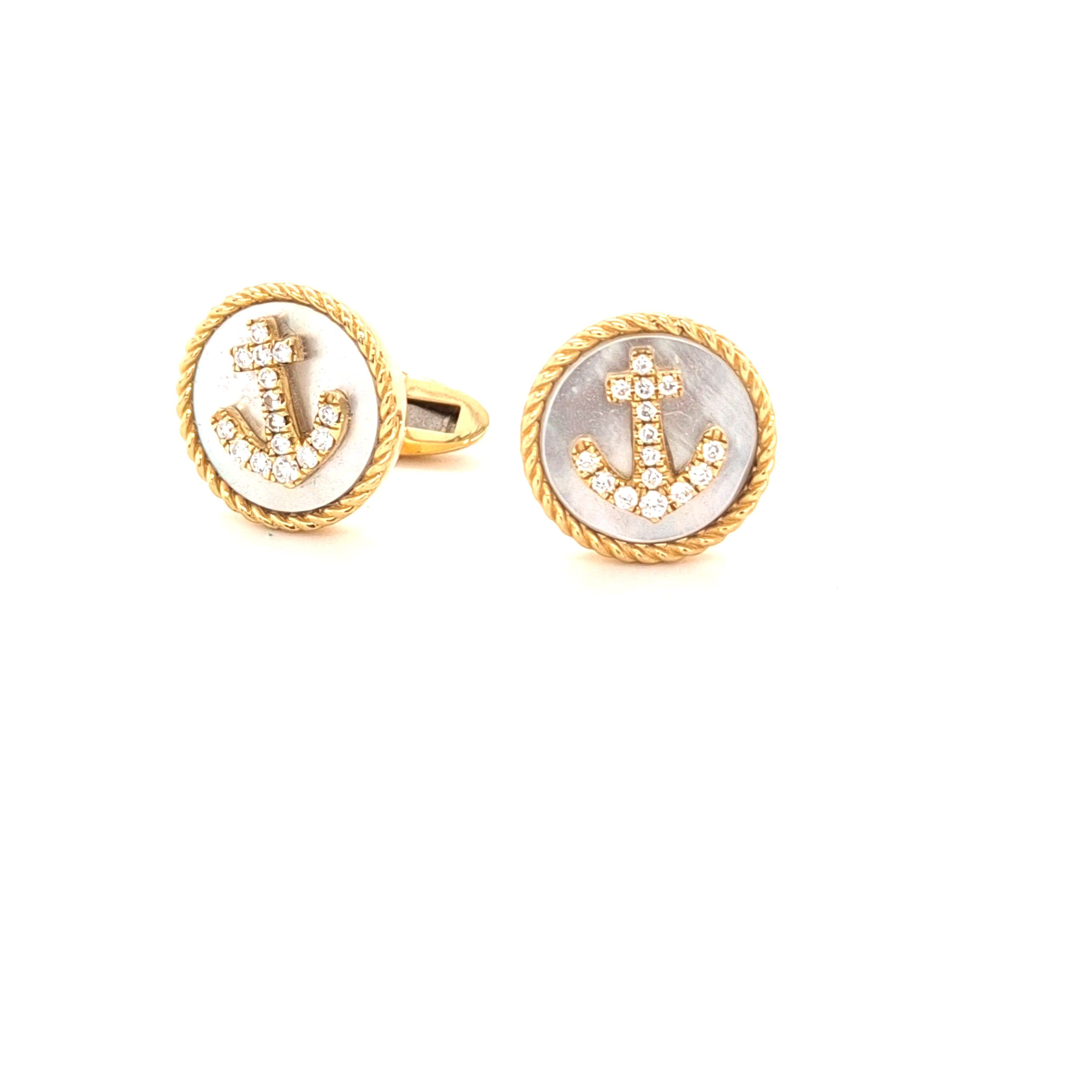 manschettenknoepfe-gelbgold-brillanten-perlmut-ankermotiv-juwelier risch