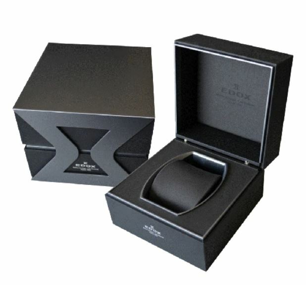 Schwarze Uhrbox Verpackung der Marke EDOX
