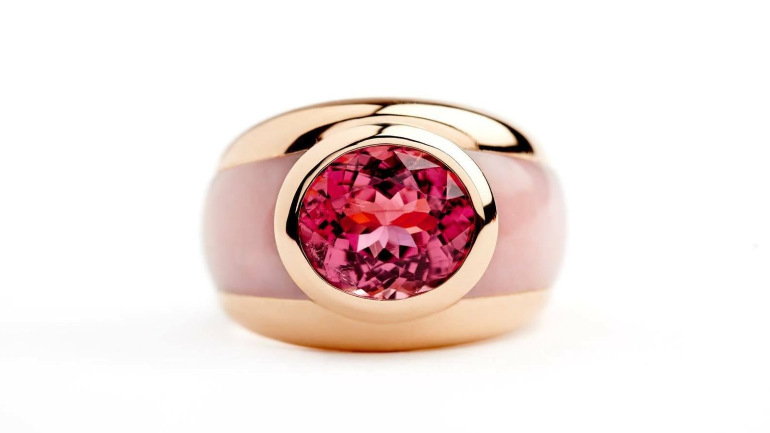 ring-liegend-pink opal-pinker-mIttelstein-turmalin-rosegold-juwelier-risch