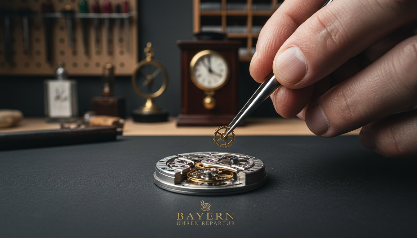 uhrwerk-liegt-offen-auf-tisch-hand-mit-pinzette-darin-zahnrad