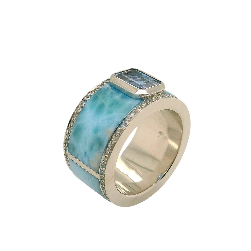 Larimar Aquamarin Ring Weißgold