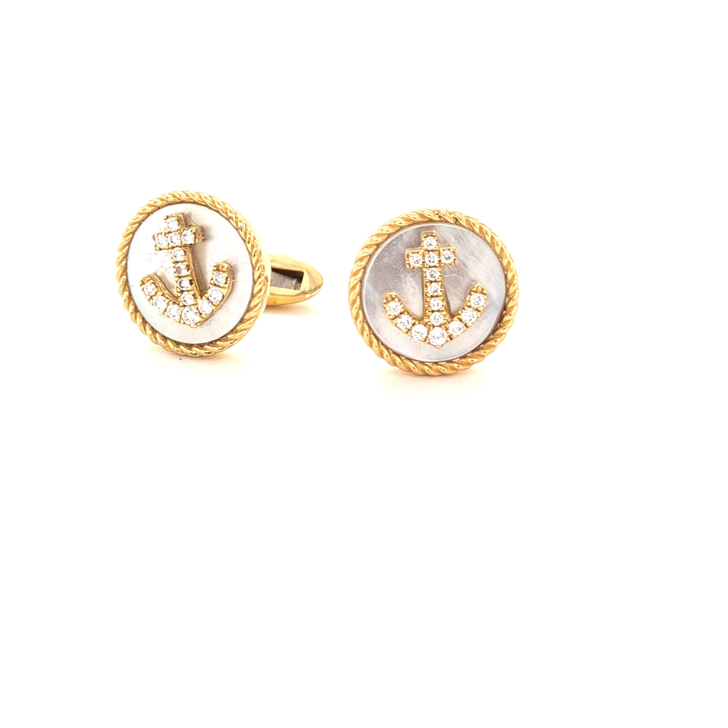 manschettenknoepfe-gelbgold-brillanten-perlmut-ankermotiv-juwelier risch